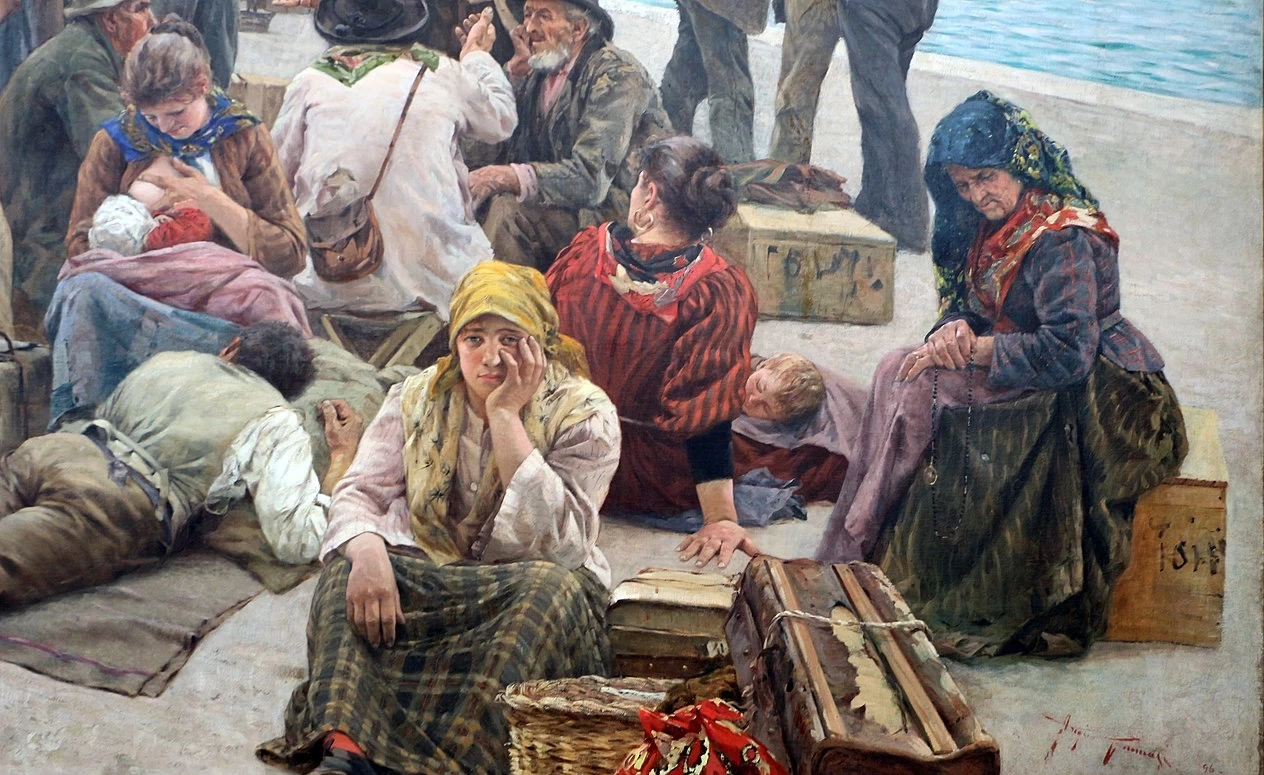 Angiolo - Gli emigranti, Galleria Nazionale d'Arte Moderna, Roma, dettaglio 1